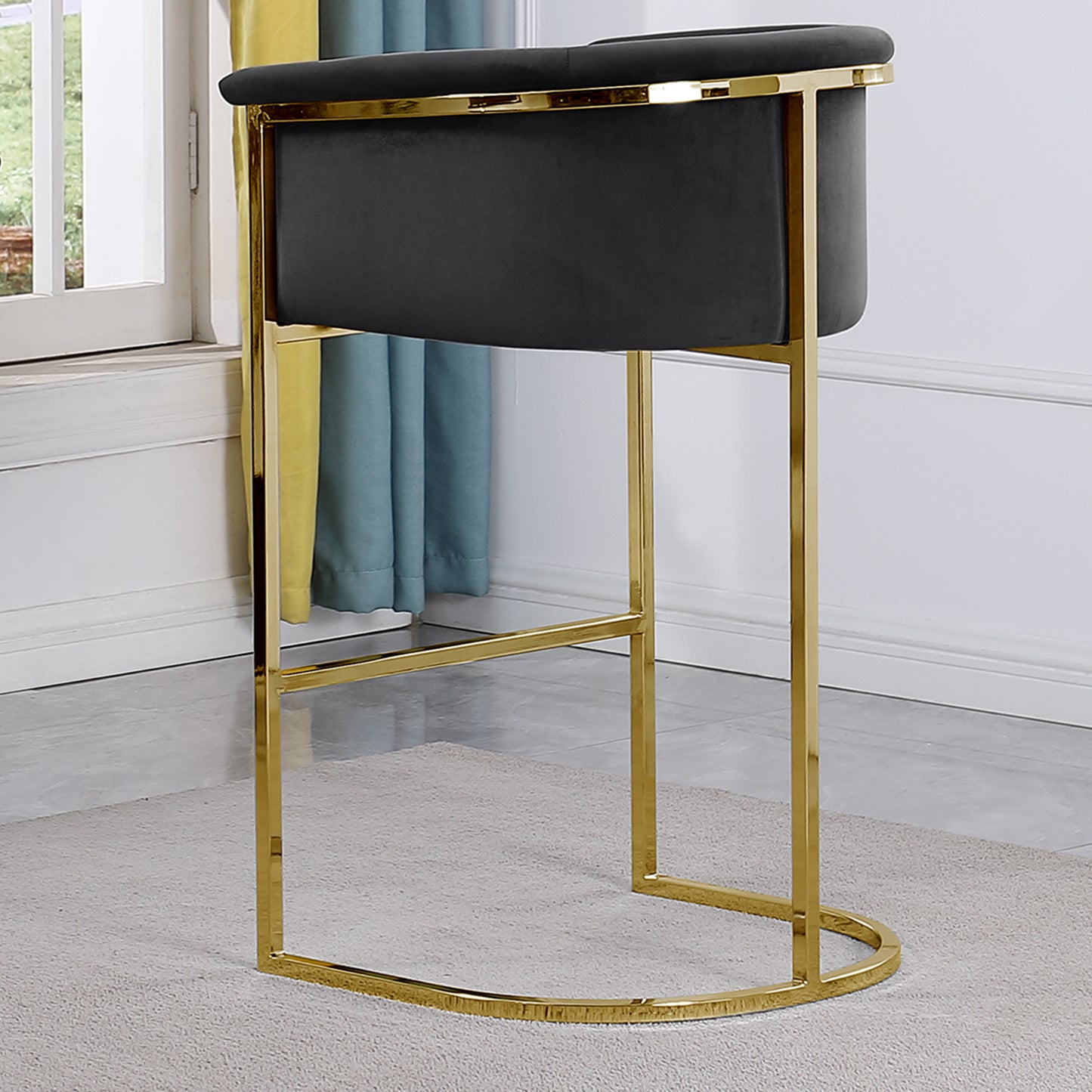 CH210-CH220: Modern Velvet 24" Counter Height Chair with Chrome Legs (Set of 1)