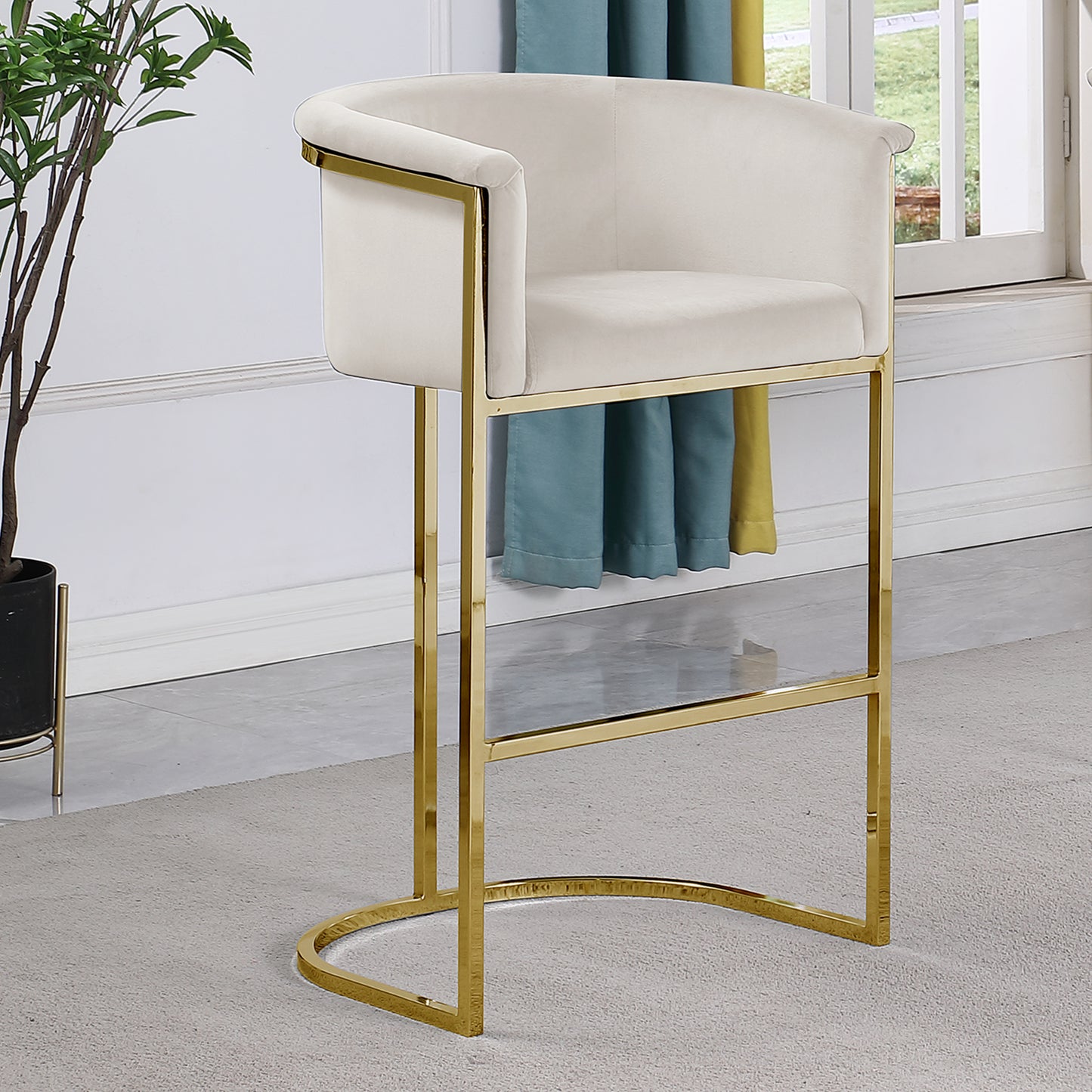 CH210-CH220: Modern Velvet 24" Counter Height Chair with Chrome Legs (Set of 1)
