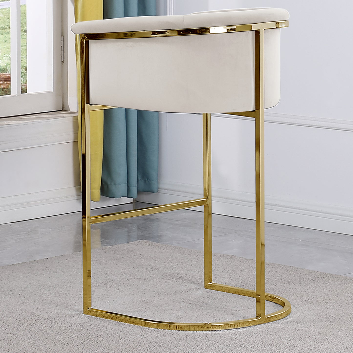CH210-CH220: Modern Velvet 24" Counter Height Chair with Chrome Legs (Set of 1)