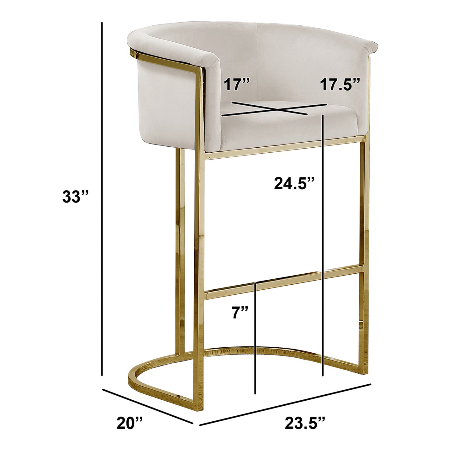 CH210-CH220: Modern Velvet 24" Counter Height Chair with Chrome Legs (Set of 1)