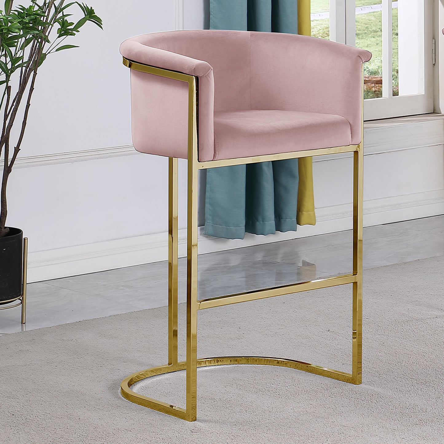CH210-CH220: Modern Velvet 24" Counter Height Chair with Chrome Legs (Set of 1)