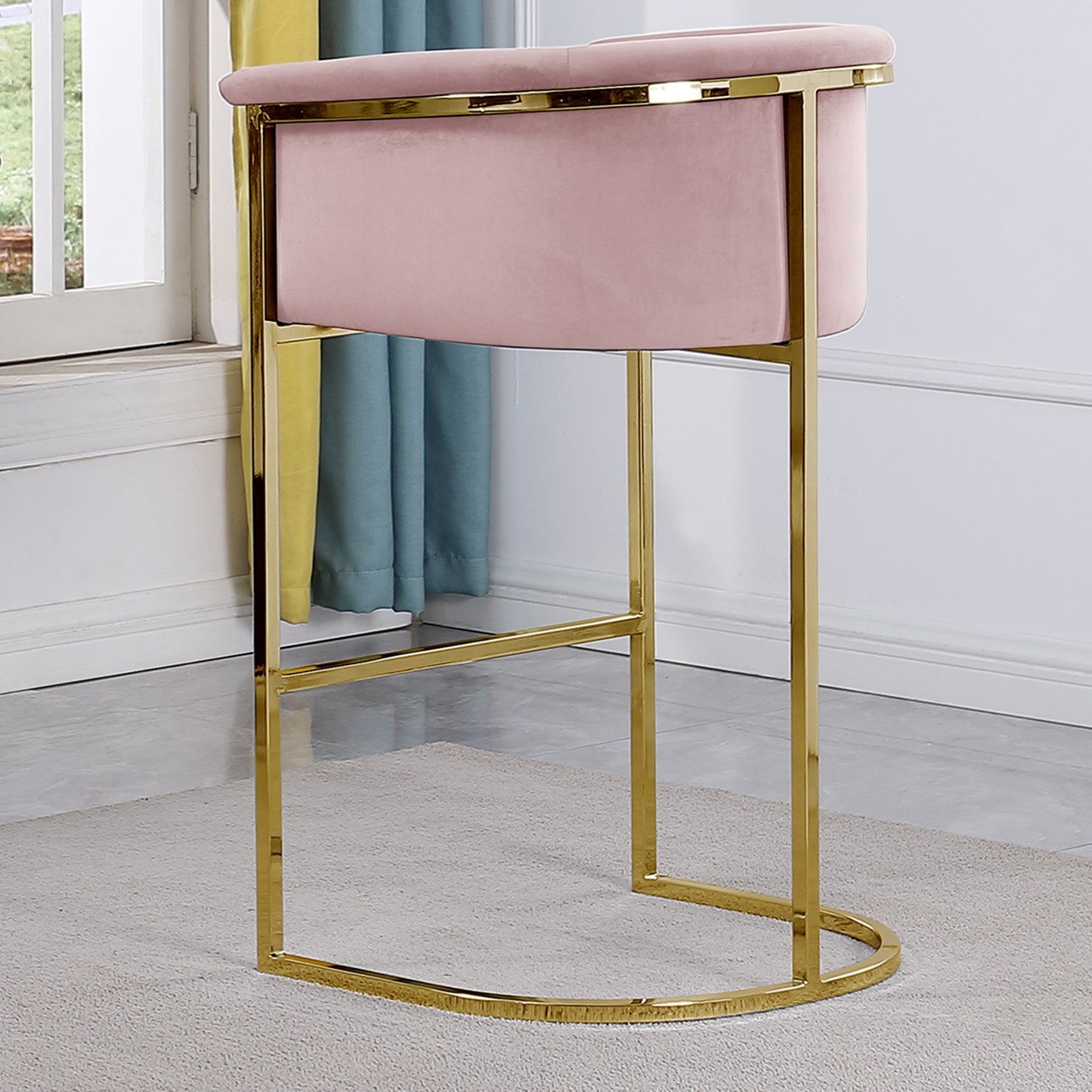 CH210-CH220: Modern Velvet 24" Counter Height Chair with Chrome Legs (Set of 1)