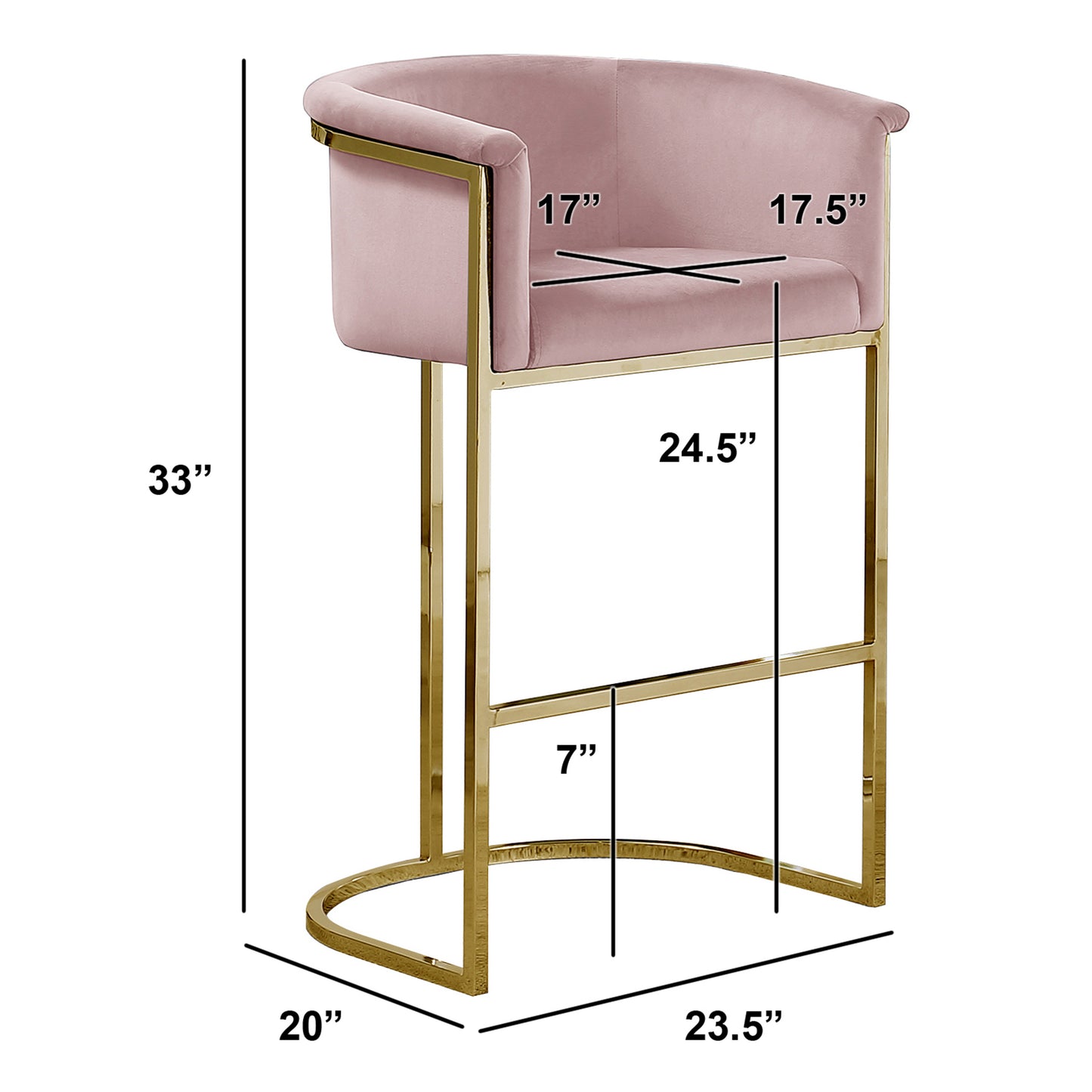 CH210-CH220: Modern Velvet 24" Counter Height Chair with Chrome Legs (Set of 1)