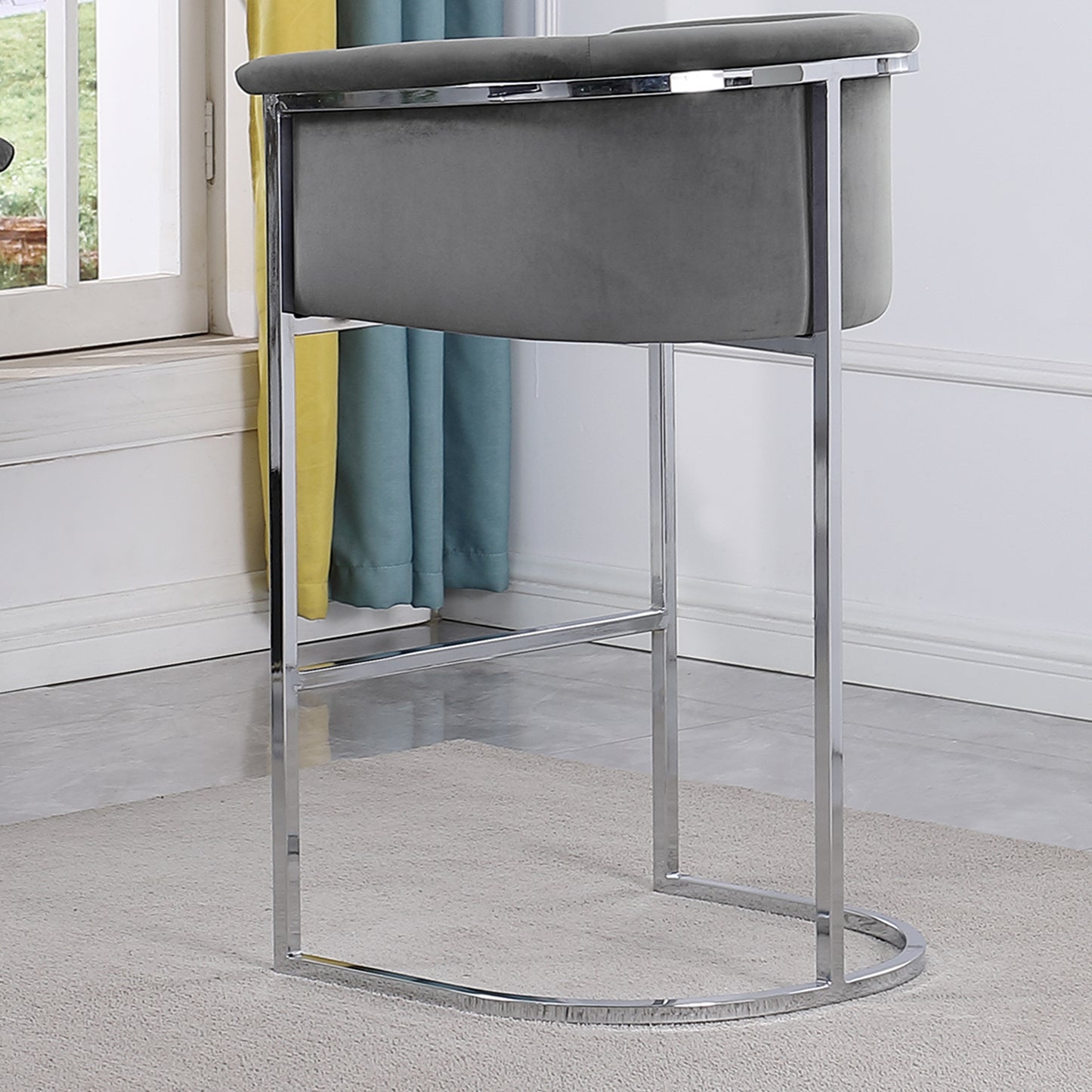 CH210-CH220: Modern Velvet 24" Counter Height Chair with Chrome Legs (Set of 1)