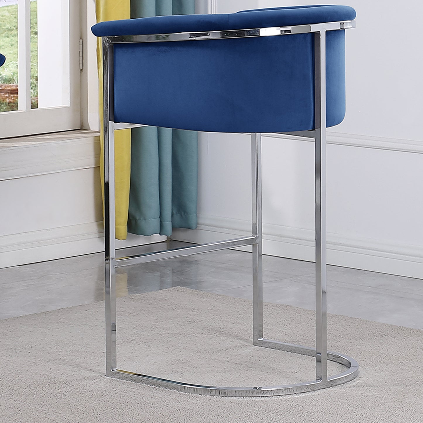 CH210-CH220: Modern Velvet 24" Counter Height Chair with Chrome Legs (Set of 1)