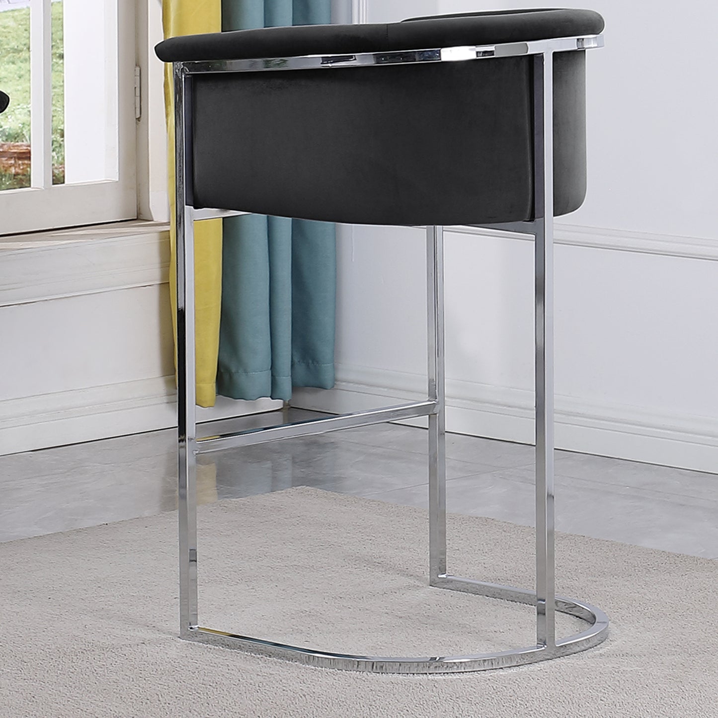 CH210-CH220: Modern Velvet 24" Counter Height Chair with Chrome Legs (Set of 1)