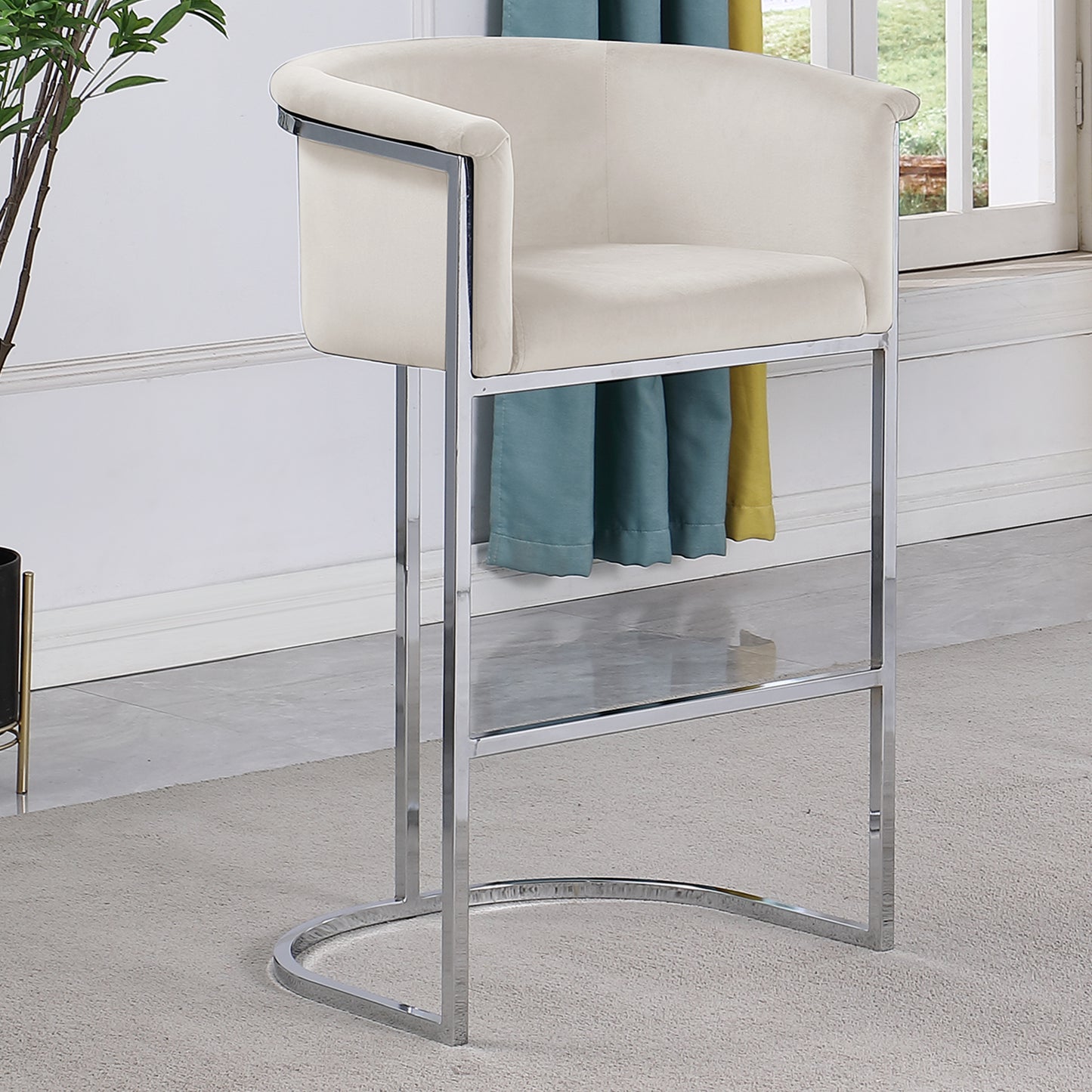 CH210-CH220: Modern Velvet 24" Counter Height Chair with Chrome Legs (Set of 1)