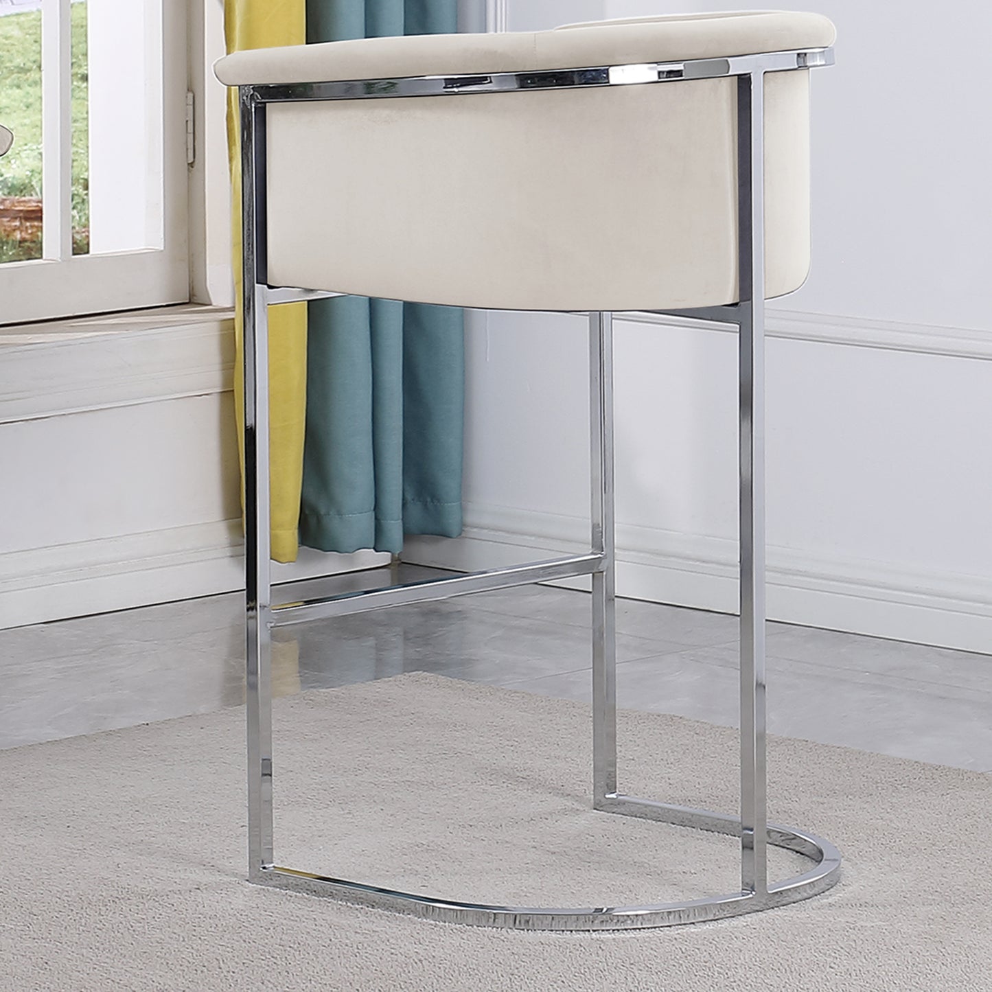 CH210-CH220: Modern Velvet 24" Counter Height Chair with Chrome Legs (Set of 1)