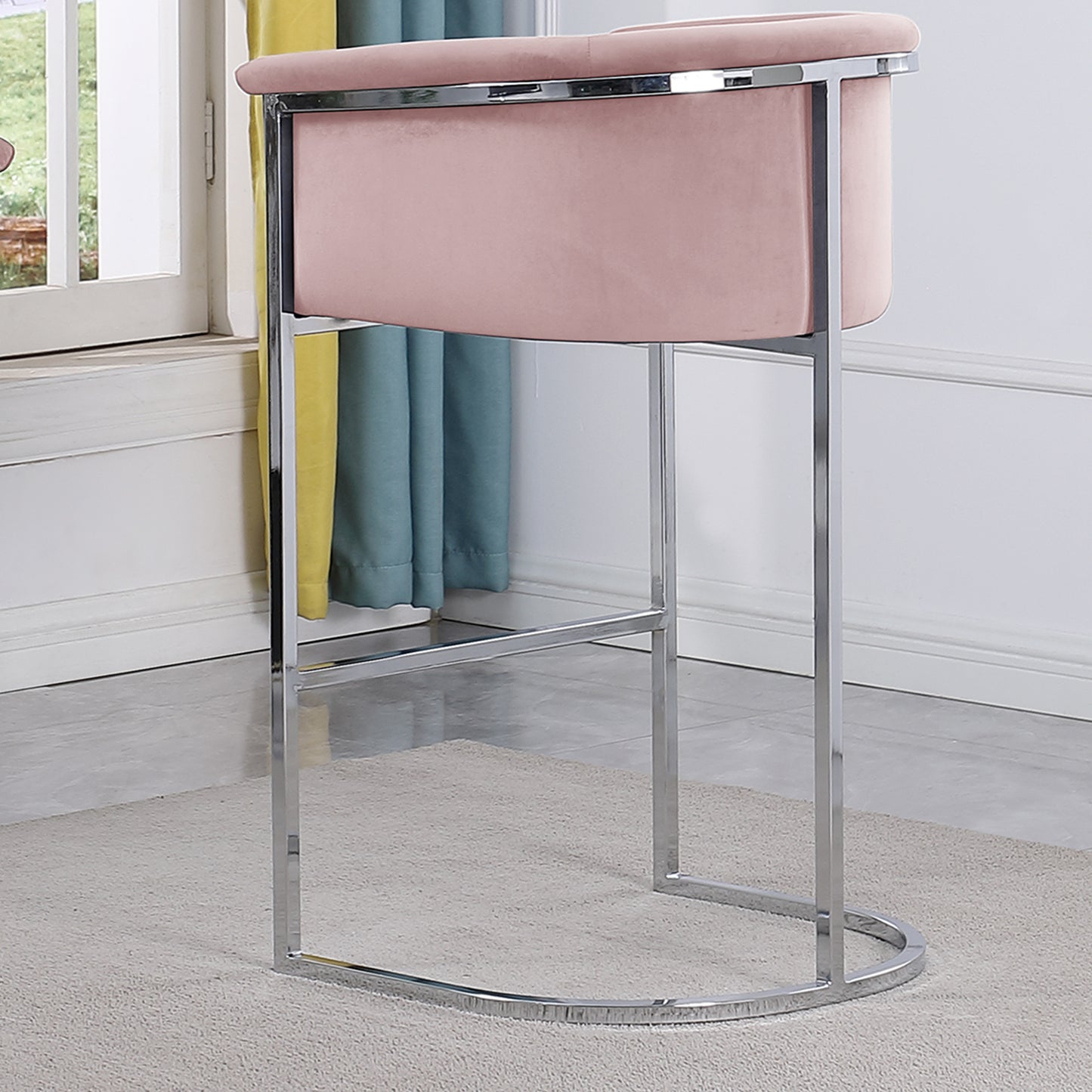 CH210-CH220: Modern Velvet 24" Counter Height Chair with Chrome Legs (Set of 1)