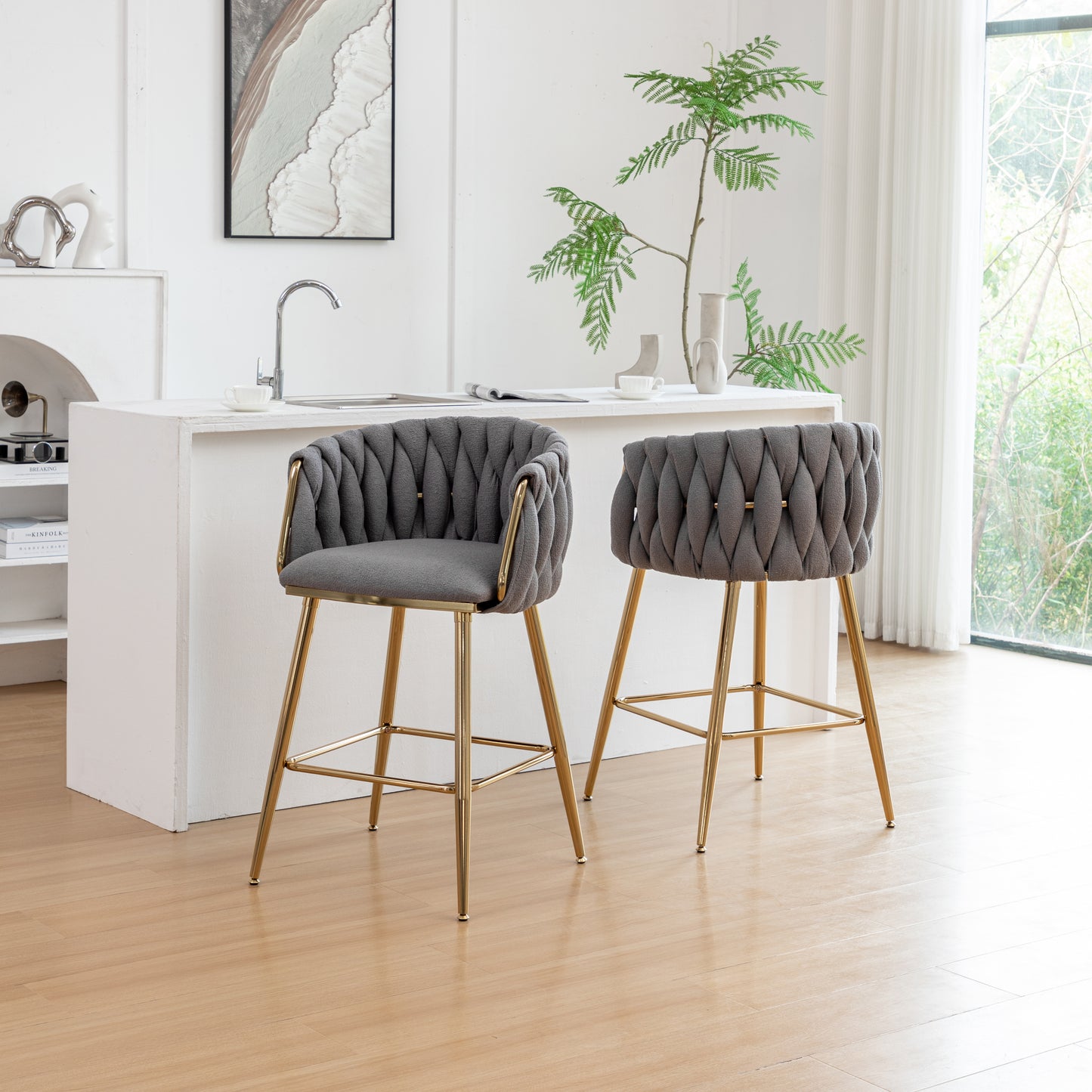 SC265-7, CH265-7, & BS265-7: Braided Barrel Chairs in Boucle Fabric
