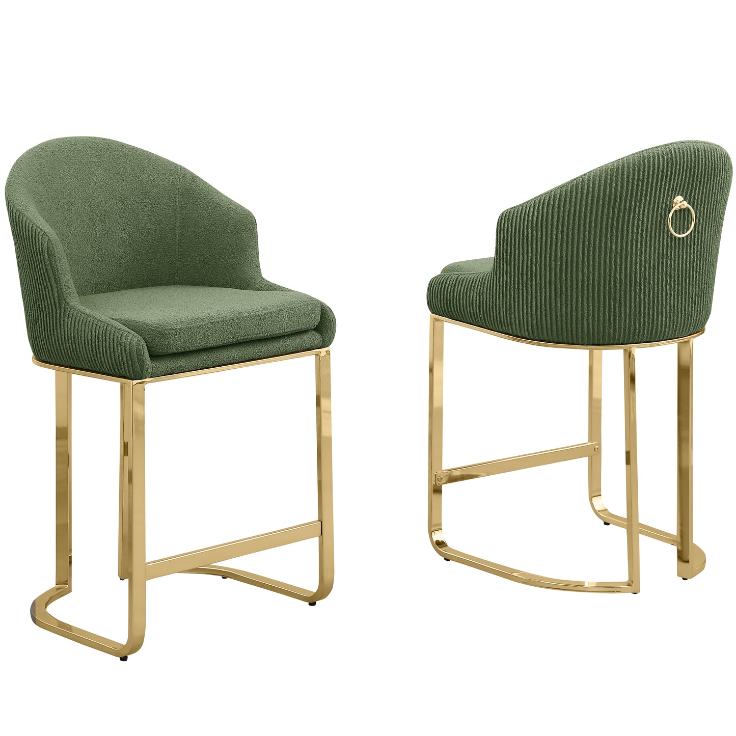 SC370-7, CH370-7, & BS370-7: Modern Teddy Upholstered Chairs with Chrome Finish Legs & Decorative Back Ring Handle (Set of 2)