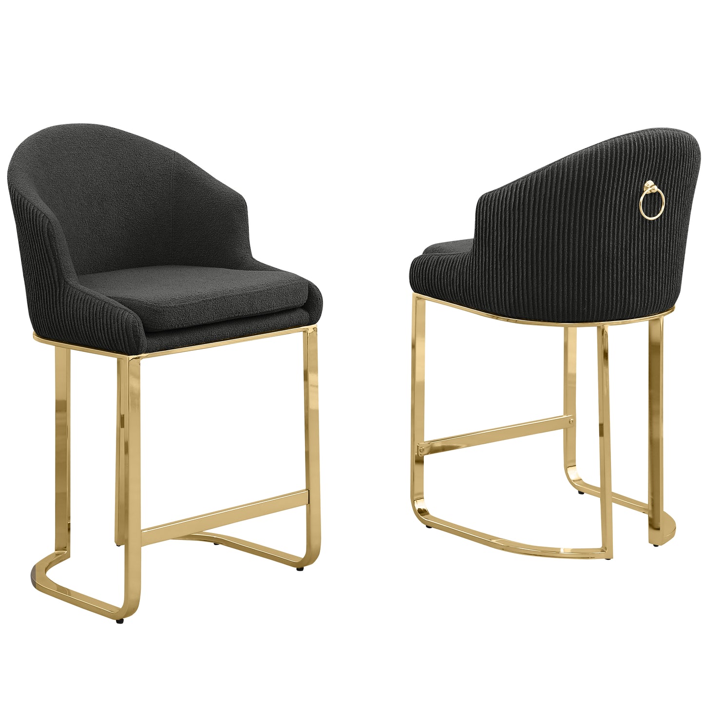 SC370-7, CH370-7, & BS370-7: Modern Teddy Upholstered Chairs with Chrome Finish Legs & Decorative Back Ring Handle (Set of 2)