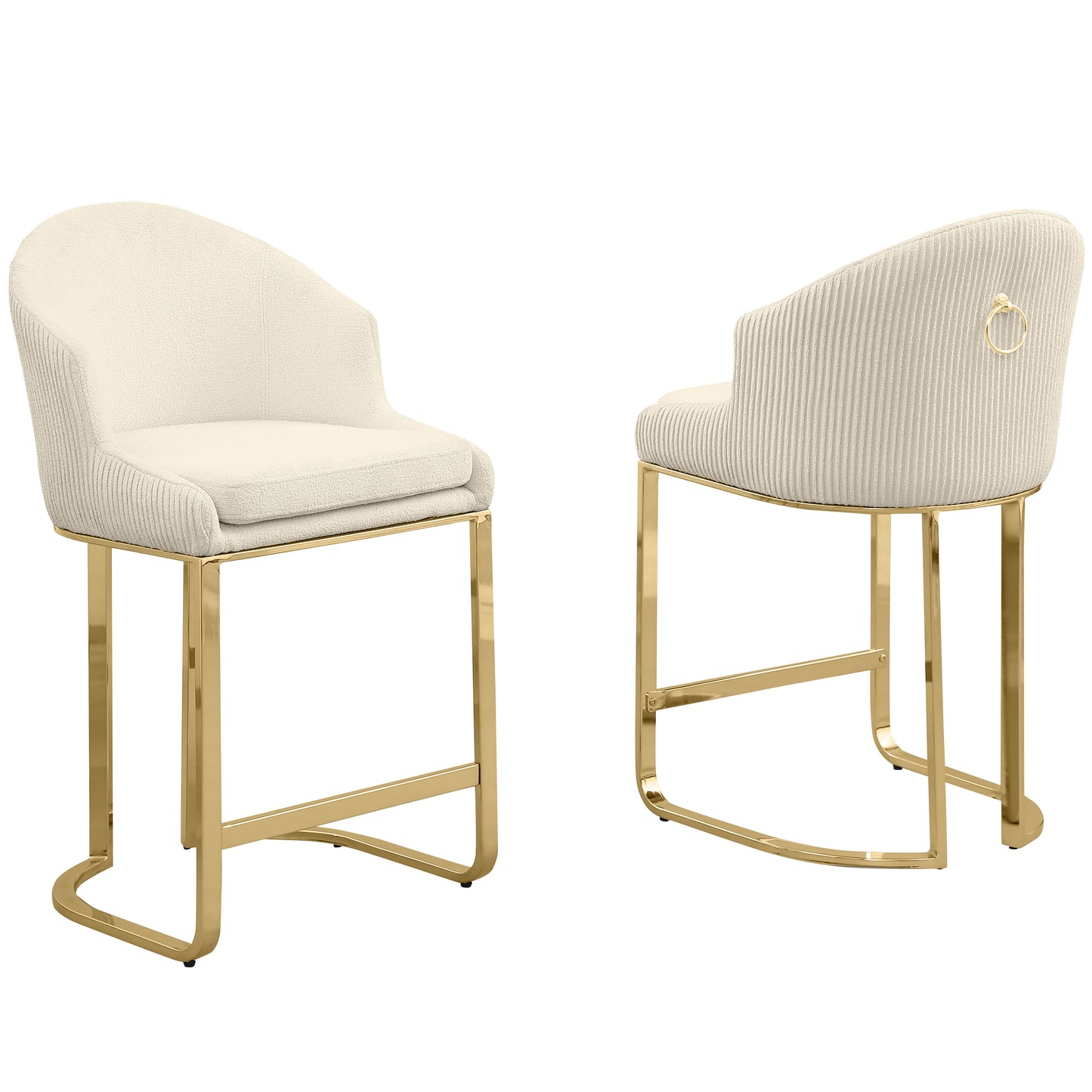 SC370-7, CH370-7, & BS370-7: Modern Teddy Upholstered Chairs with Chrome Finish Legs & Decorative Back Ring Handle (Set of 2)