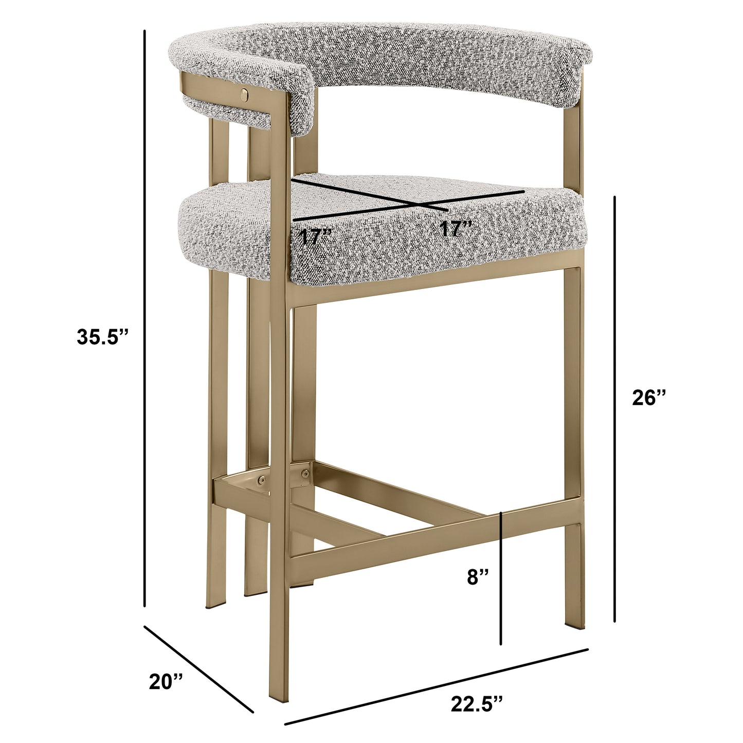 SC380-7. CH380-7, & BS380-7: Modern Boucle Upholstered Chairs with Matte Brushed Chrome Finish Legs (Set of 2)