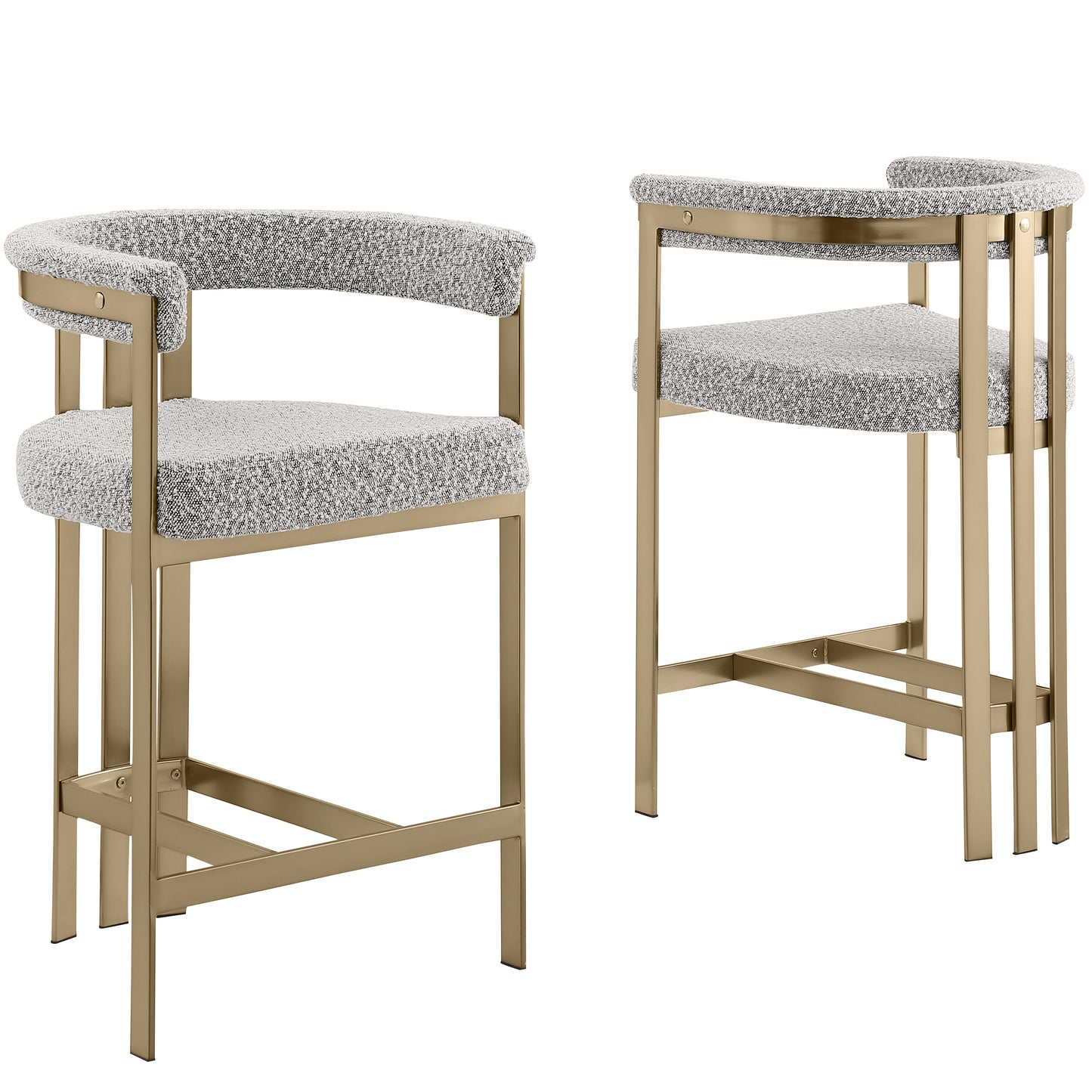 SC380-7. CH380-7, & BS380-7: Modern Boucle Upholstered Chairs with Matte Brushed Chrome Finish Legs (Set of 2)