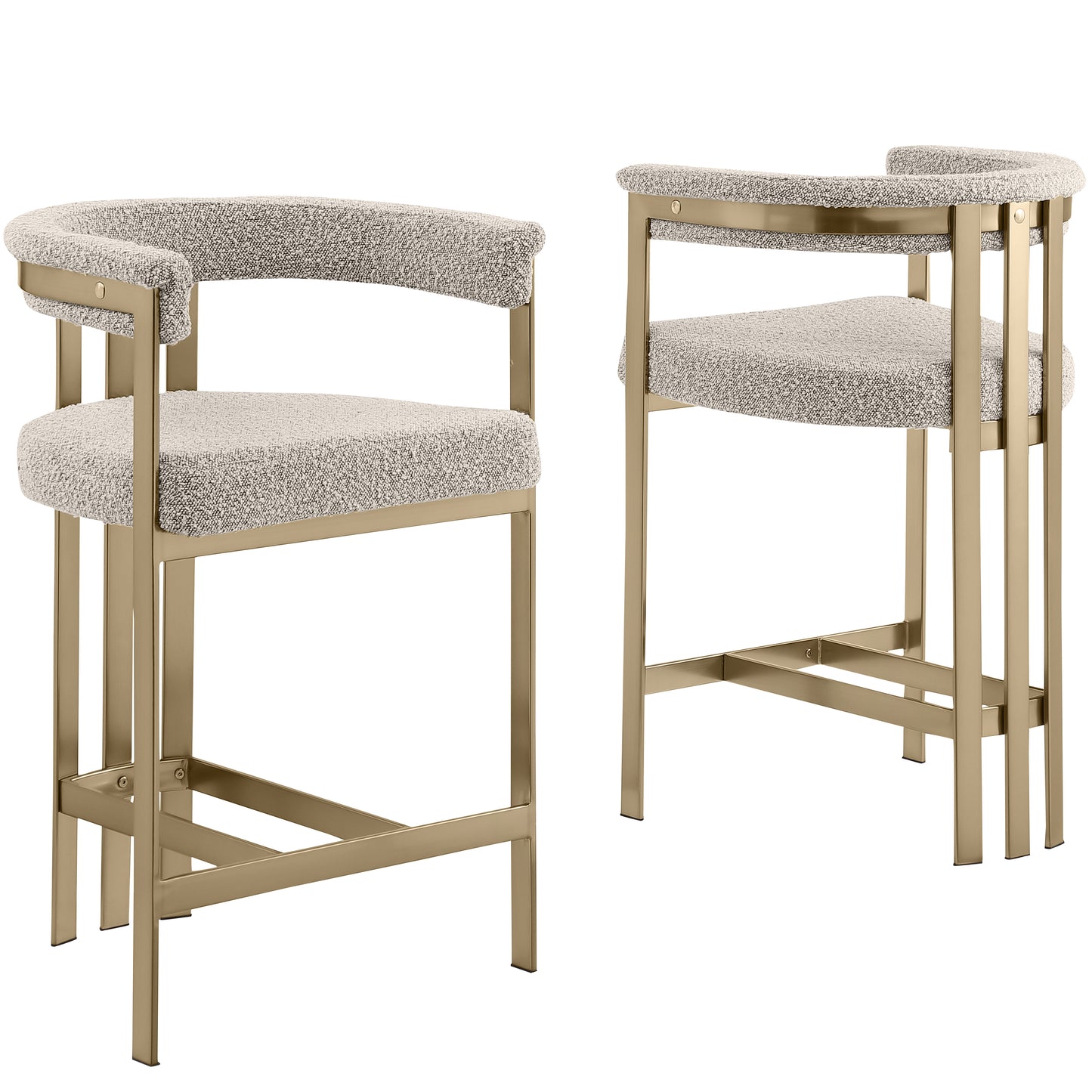 SC380-7. CH380-7, & BS380-7: Modern Boucle Upholstered Chairs with Matte Brushed Chrome Finish Legs (Set of 2)