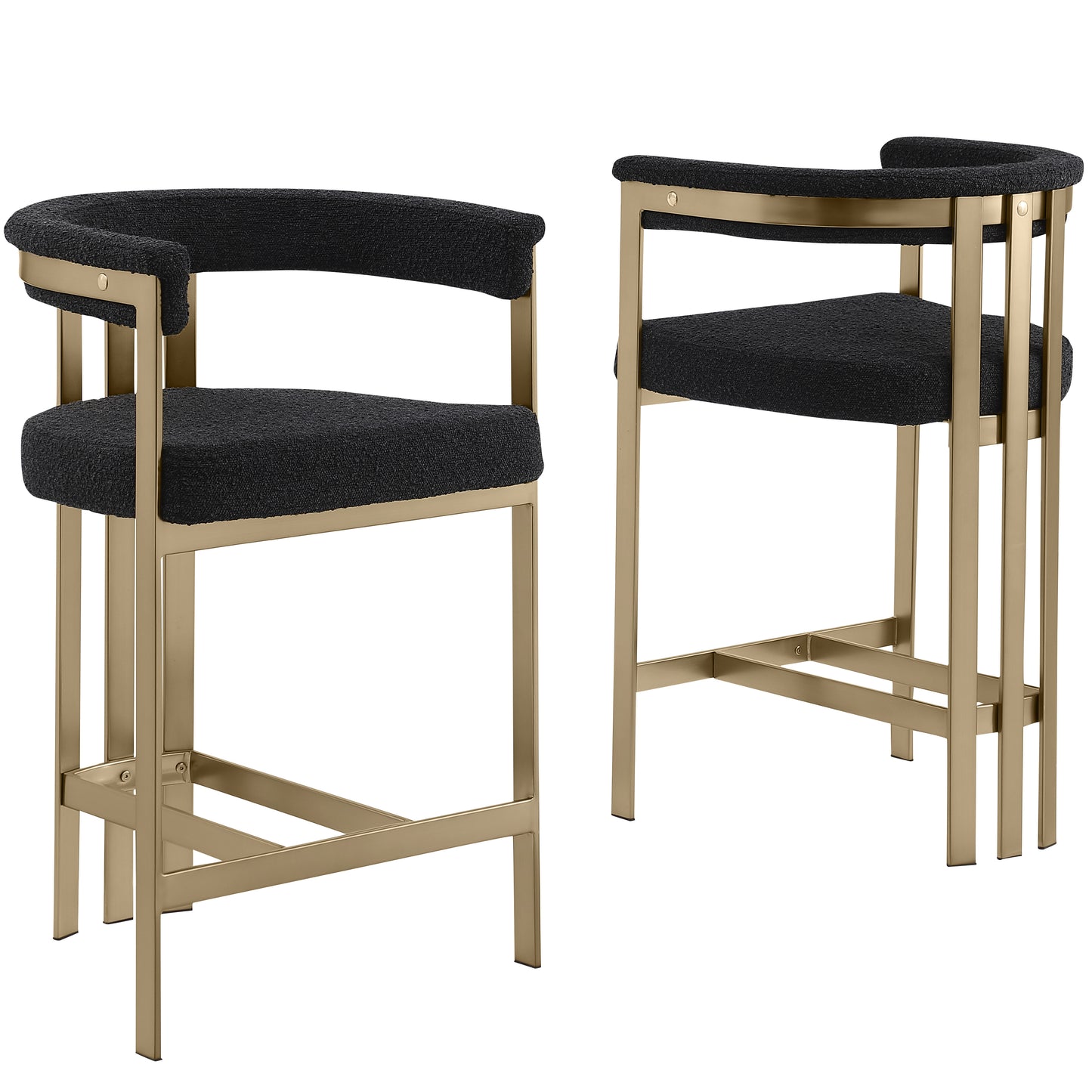 SC380-7. CH380-7, & BS380-7: Modern Boucle Upholstered Chairs with Matte Brushed Chrome Finish Legs (Set of 2)