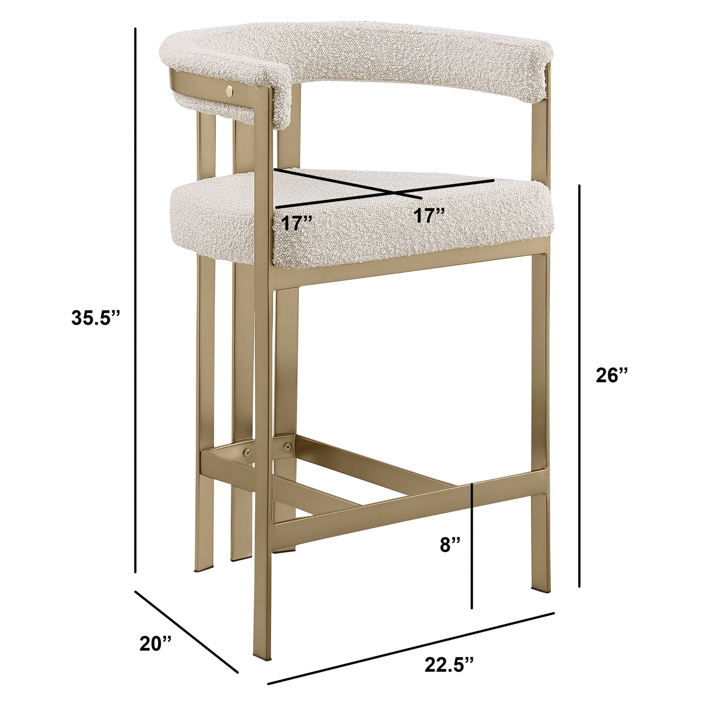 SC380-7. CH380-7, & BS380-7: Modern Boucle Upholstered Chairs with Matte Brushed Chrome Finish Legs (Set of 2)