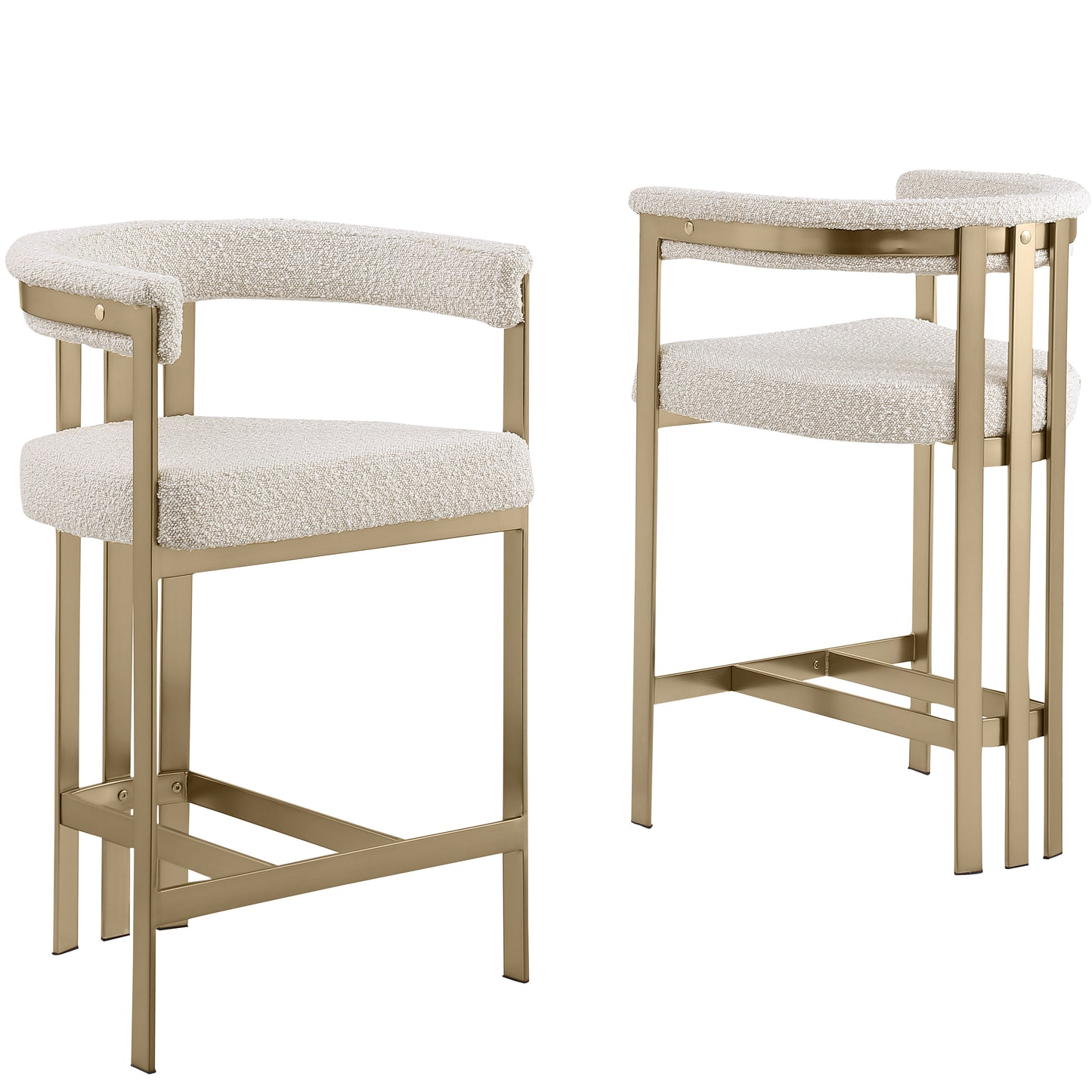 SC380-7. CH380-7, & BS380-7: Modern Boucle Upholstered Chairs with Matte Brushed Chrome Finish Legs (Set of 2)