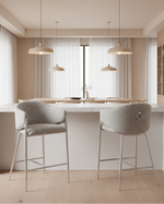 Modern Boucle Counter Height Chairs with Silver Metal Frame and Ring Pull (CH450 - CH453) by Quality Living Furniture