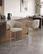 Modern Boucle Counter Height Chairs with Gold Metal Frame and Ring Pull (CH454 - CH457) by Quality Living Furniture
