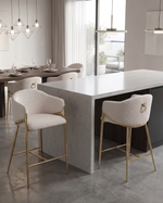 Modern Boucle Counter Height Chairs with Gold Metal Frame and Ring Pull (CH454 - CH457) by Quality Living Furniture