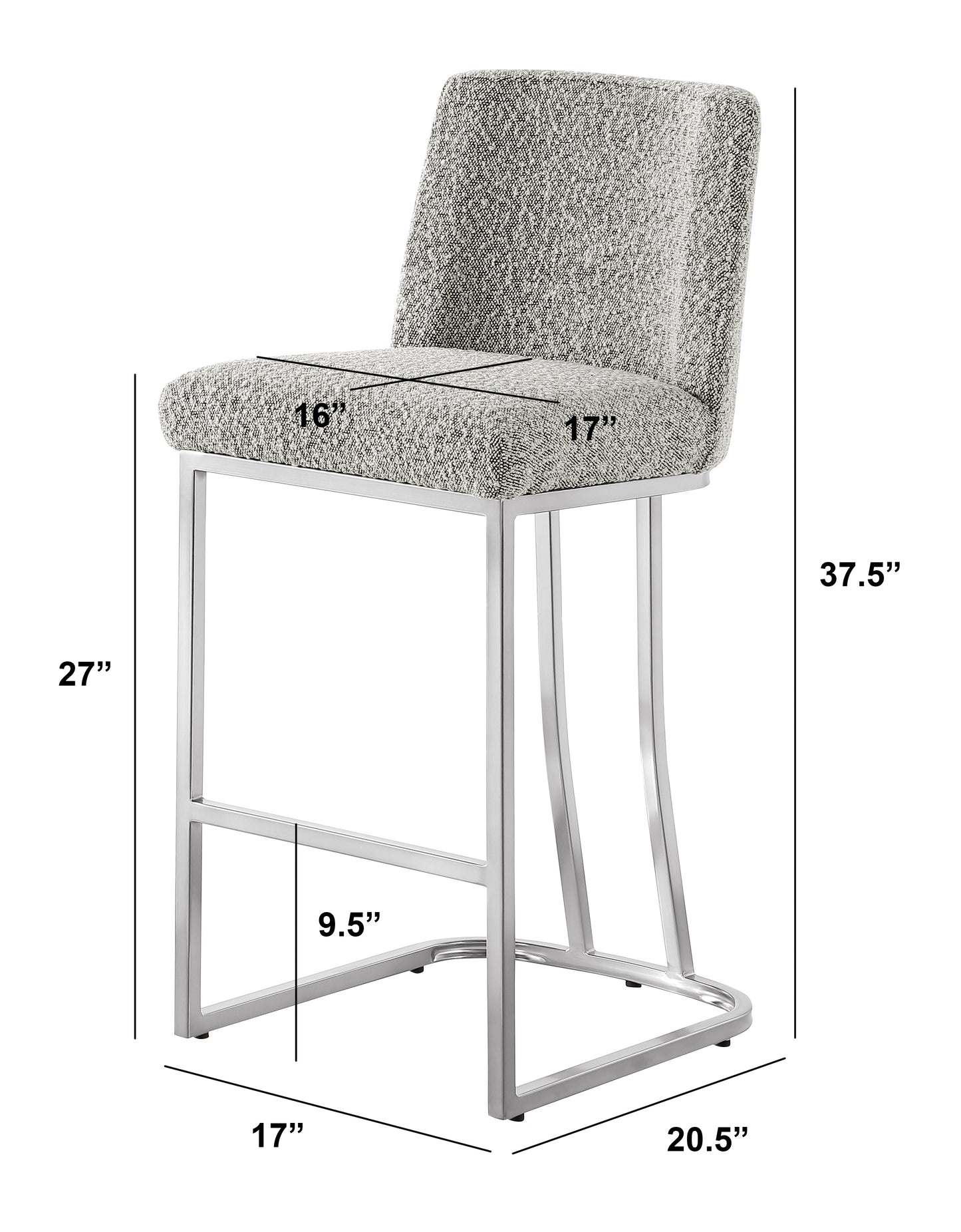 CH100-7 & CH500-7 : Modern 26" Counter Height Chairs with Chrome Finished Back Ring Handle (Set of 2)