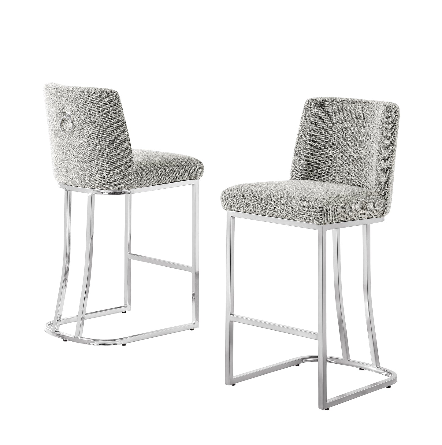 CH100-7 & CH500-7 : Modern 26" Counter Height Chairs with Chrome Finished Back Ring Handle (Set of 2)