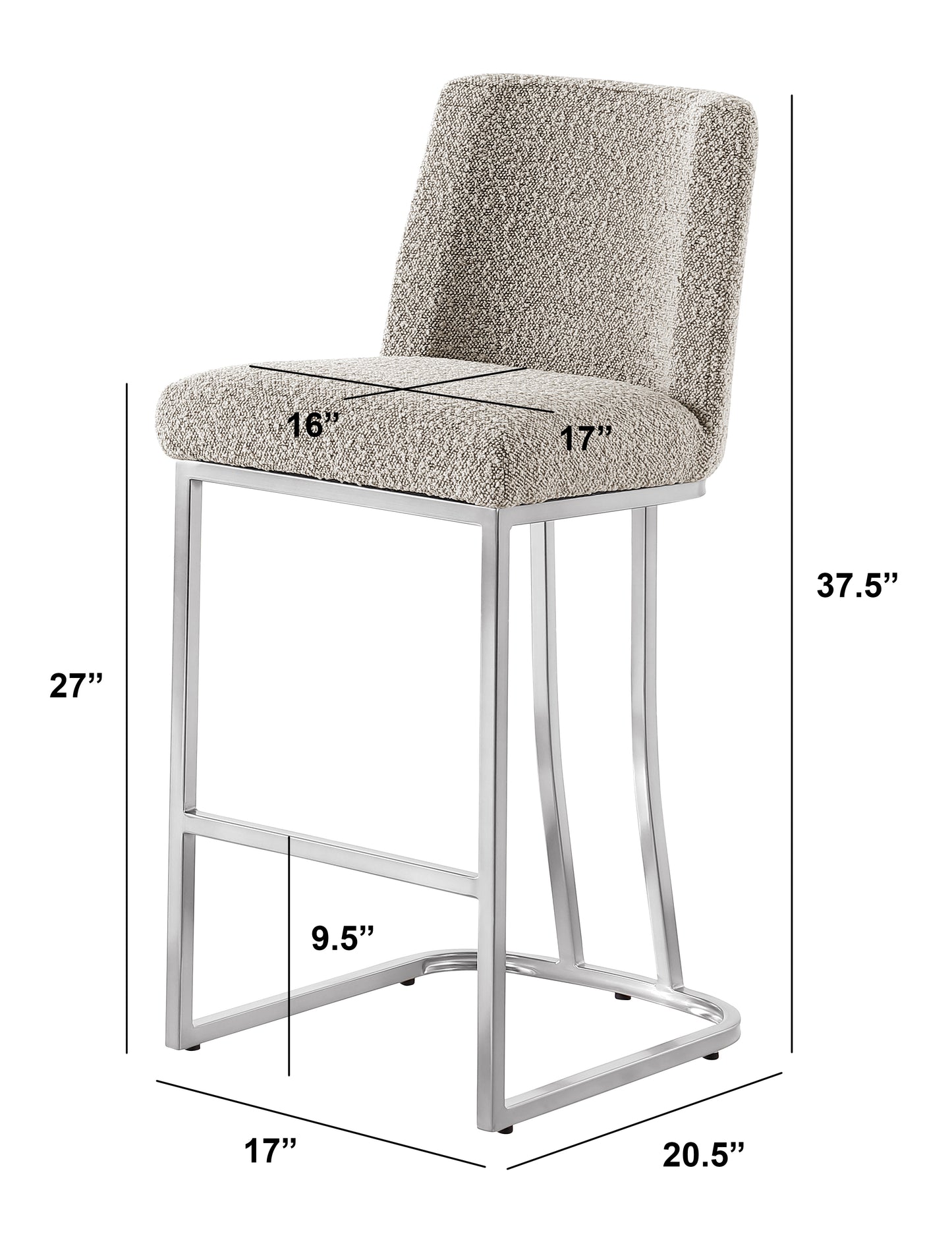 CH100-7 & CH500-7 : Modern 26" Counter Height Chairs with Chrome Finished Back Ring Handle (Set of 2)