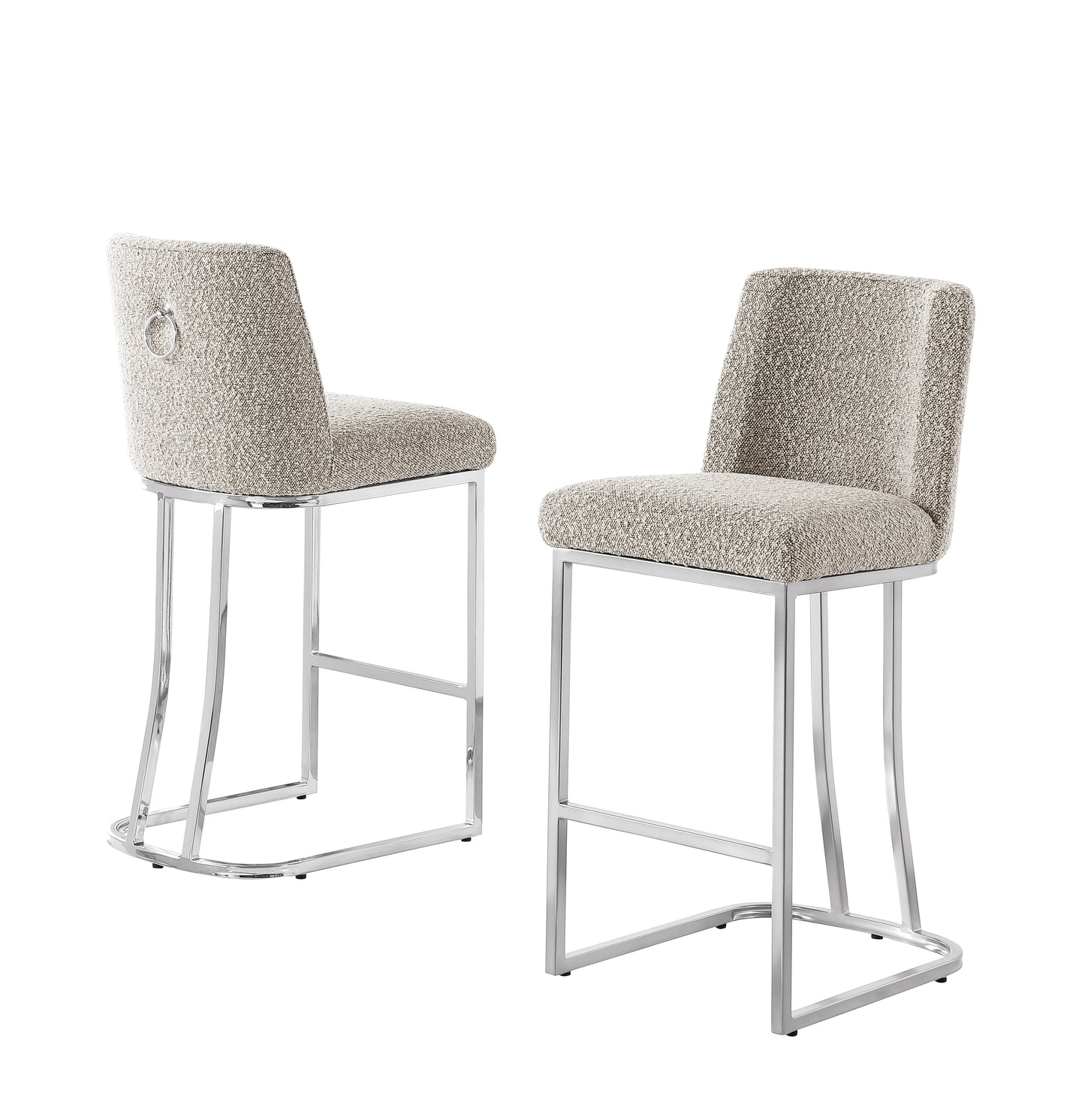 CH100-7 & CH500-7 : Modern 26" Counter Height Chairs with Chrome Finished Back Ring Handle (Set of 2)
