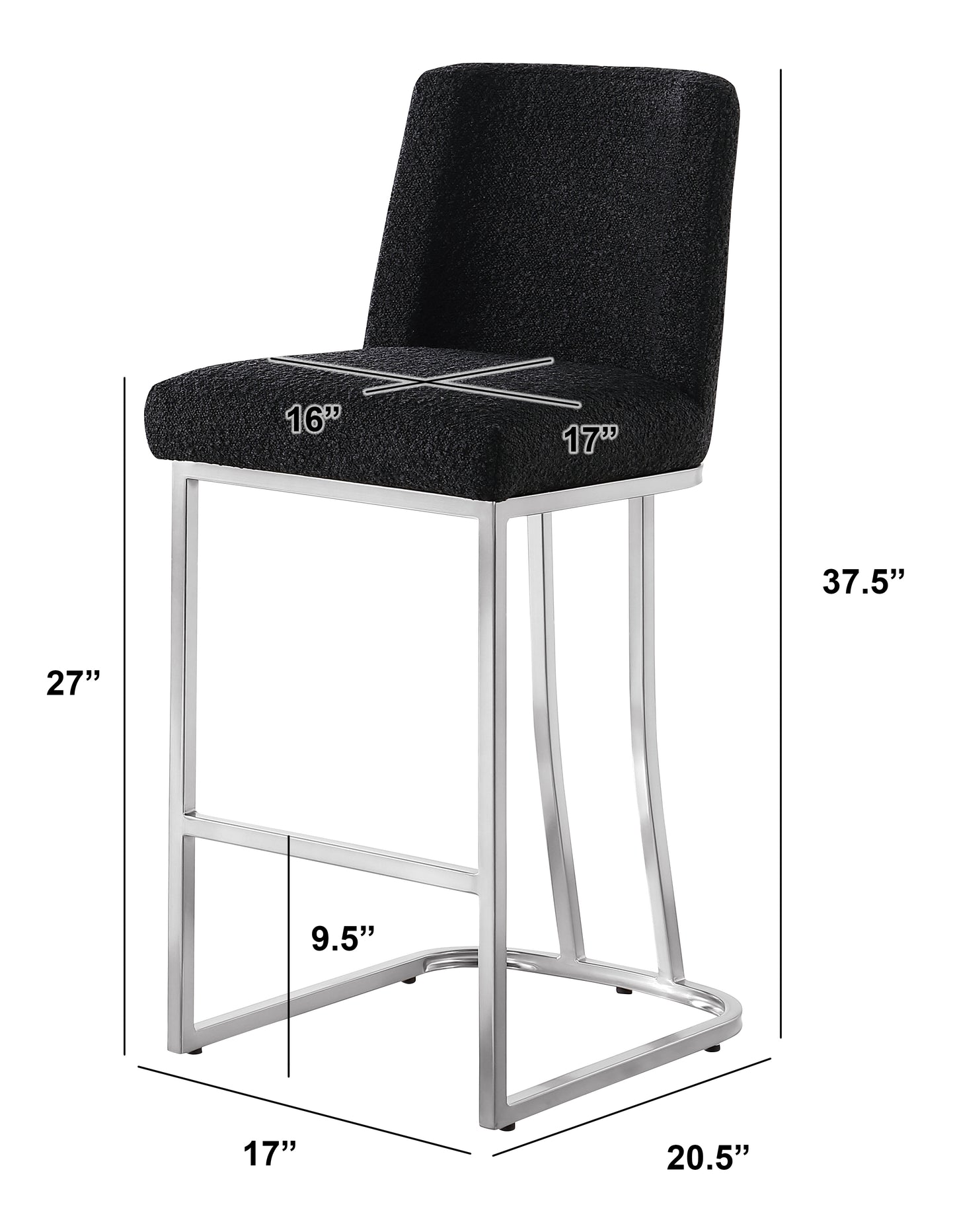 CH100-7 & CH500-7 : Modern 26" Counter Height Chairs with Chrome Finished Back Ring Handle (Set of 2)