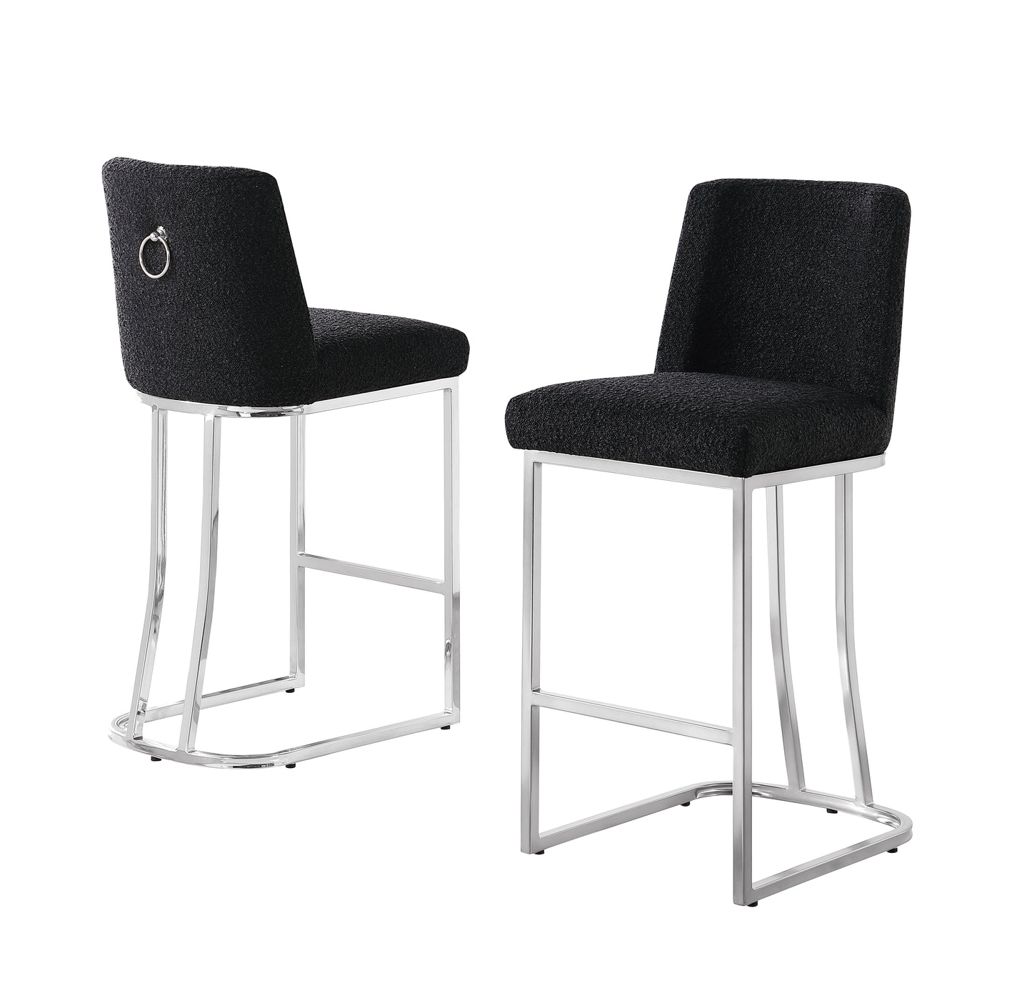 CH100-7 & CH500-7 : Modern 26" Counter Height Chairs with Chrome Finished Back Ring Handle (Set of 2)