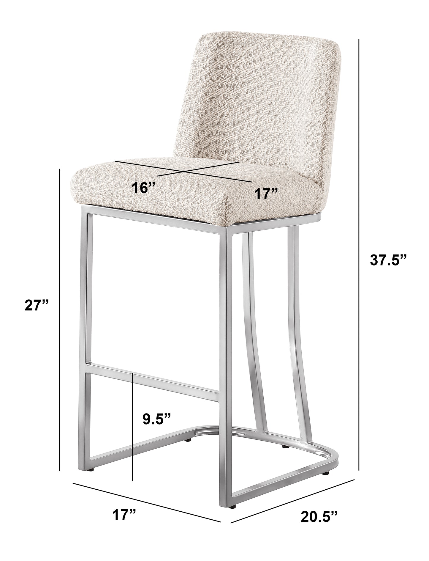 CH100-7 & CH500-7 : Modern 26" Counter Height Chairs with Chrome Finished Back Ring Handle (Set of 2)