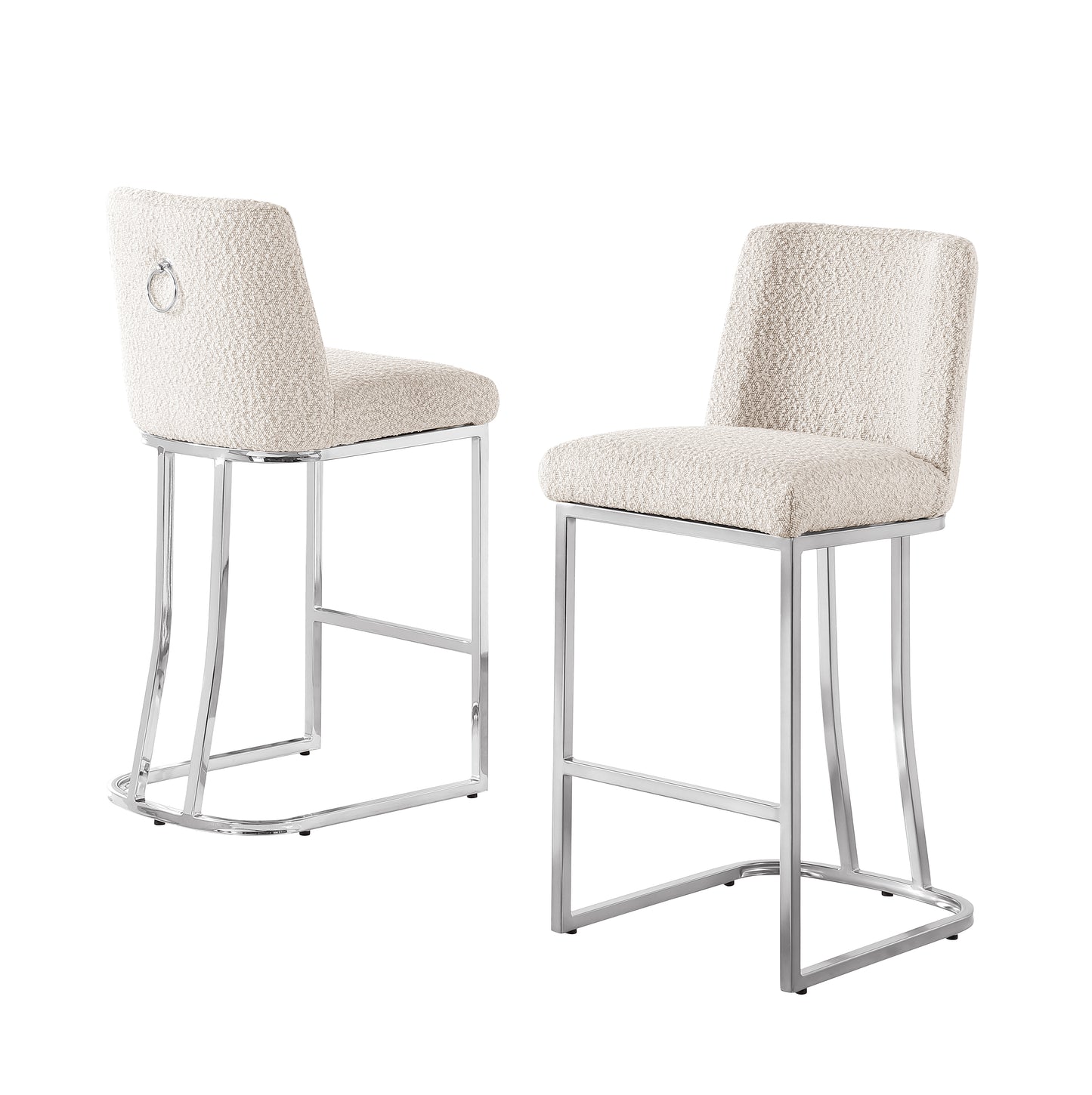 CH100-7 & CH500-7 : Modern 26" Counter Height Chairs with Chrome Finished Back Ring Handle (Set of 2)