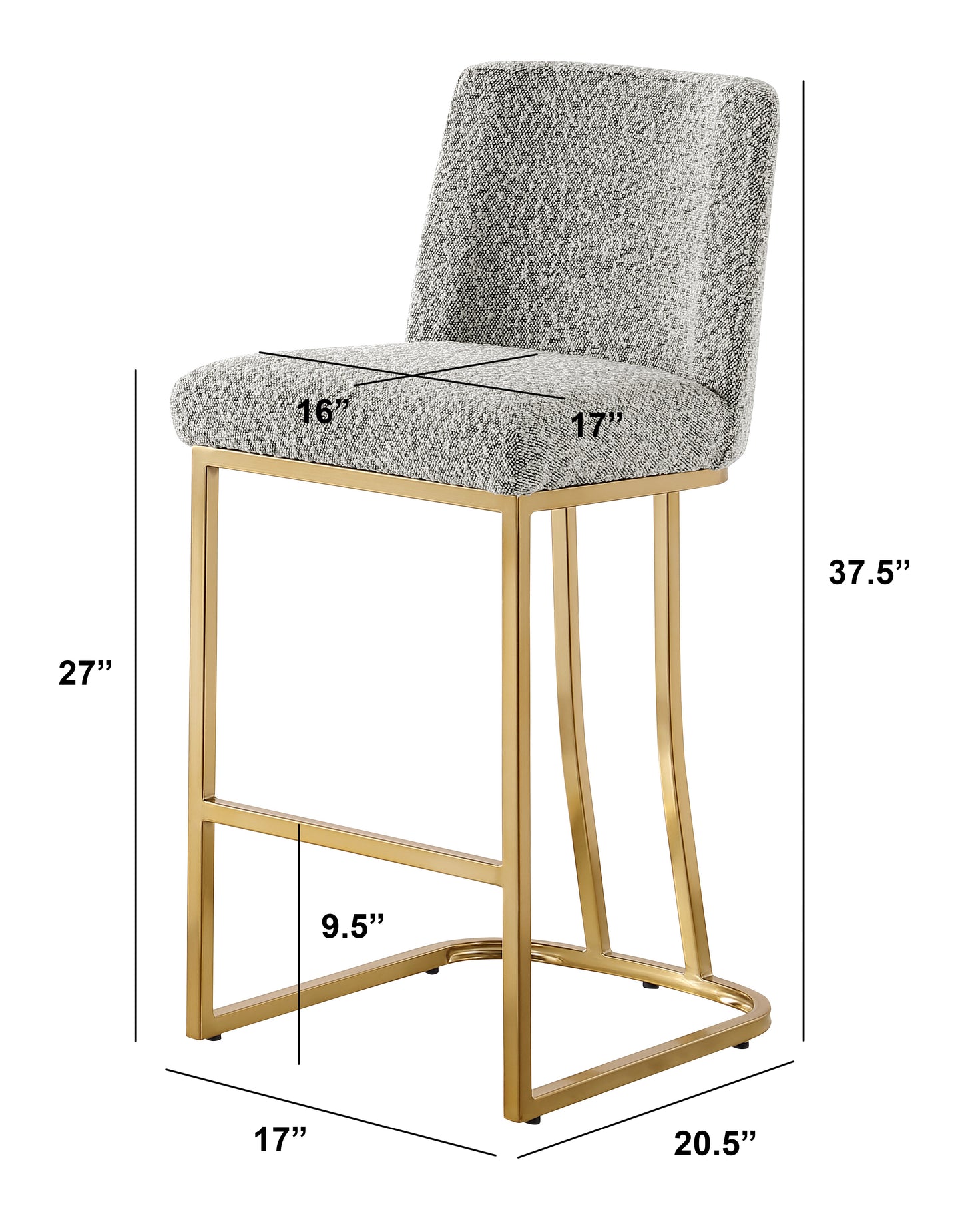 CH100-7 & CH500-7 : Modern 26" Counter Height Chairs with Chrome Finished Back Ring Handle (Set of 2)