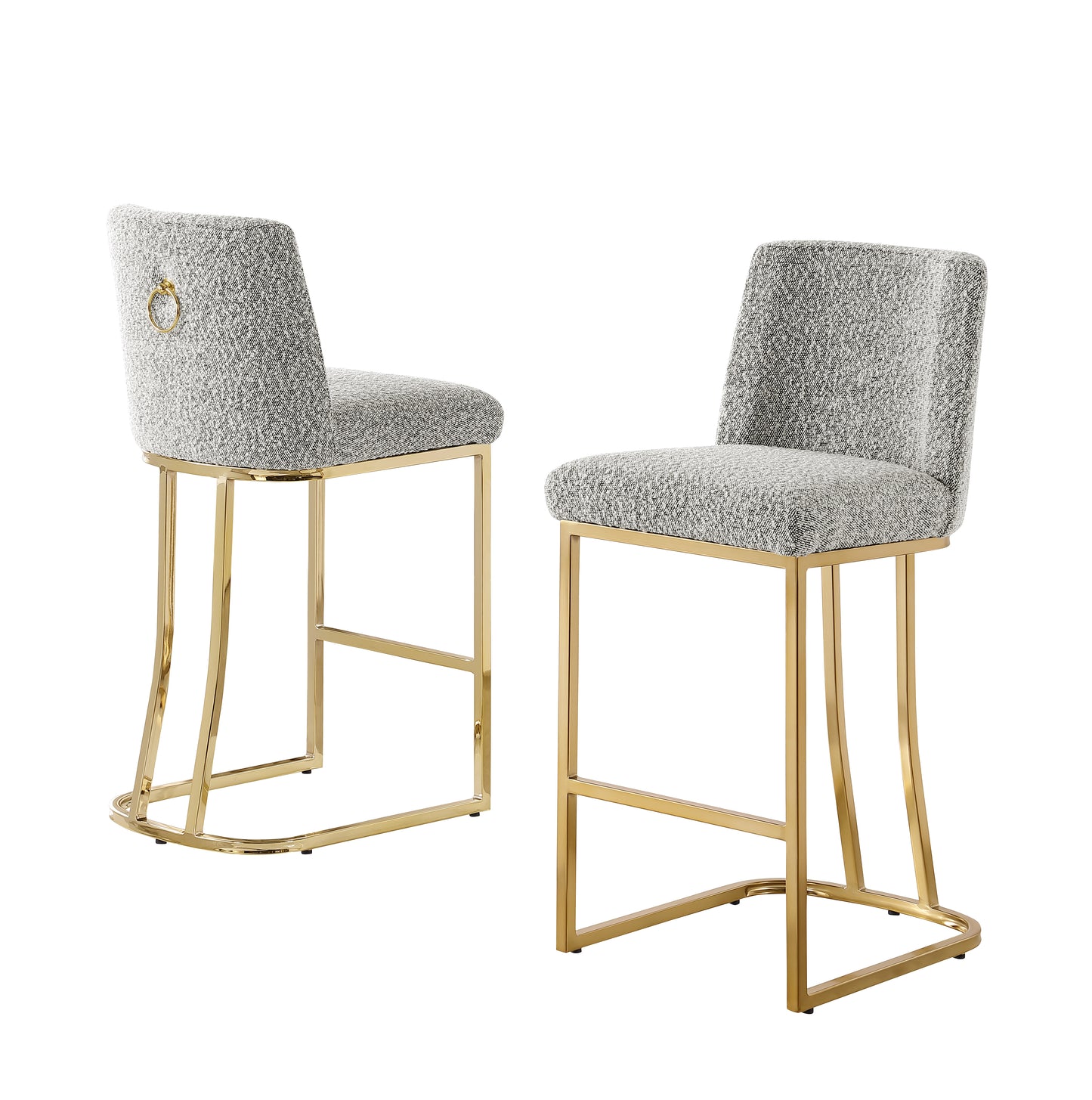 CH100-7 & CH500-7 : Modern 26" Counter Height Chairs with Chrome Finished Back Ring Handle (Set of 2)