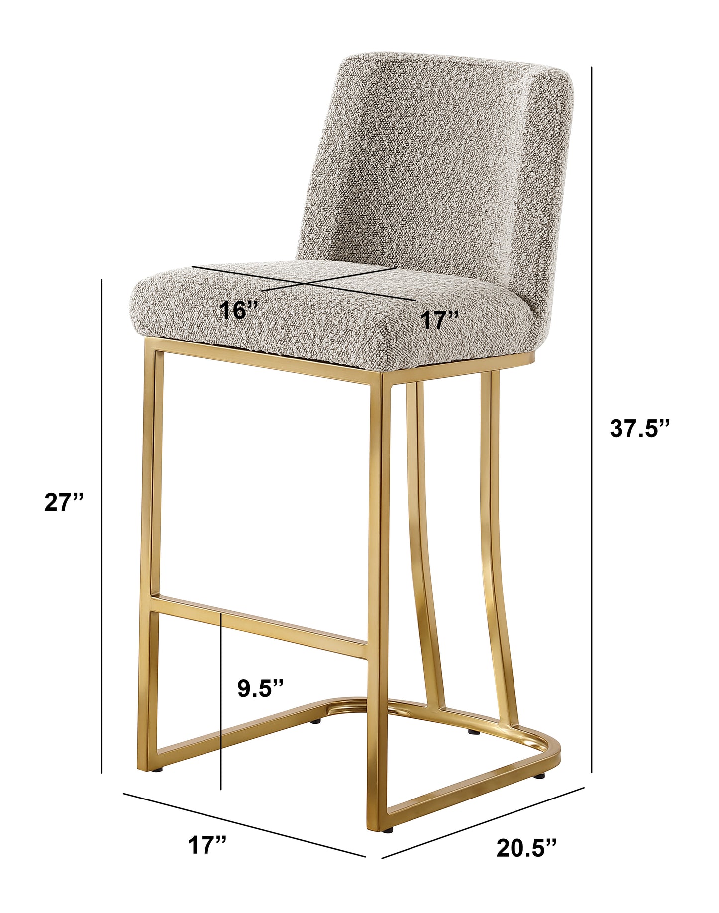 CH100-7 & CH500-7 : Modern 26" Counter Height Chairs with Chrome Finished Back Ring Handle (Set of 2)