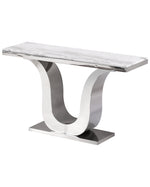 White Marble Console Table With Stainless Steel Base