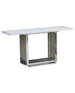 Modern rectangle white marble console table with silver steel base