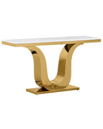 CT320 - 2 White Marble Coffee Table Set With Gold Stainless Steel Base by Quality Living Furniture