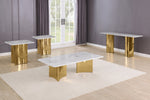 4 piece coffee table living room set with white marble top and gold stainless steel base