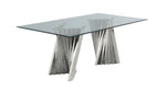 94-Inch Modern Glass-Top Dining Table with Architectural Twisted Gold Metal Base (D04) by Quality Living Furniture