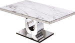 Modern Rectangle Dining Table with White Marble Top and Polished U-Base (D13 & D14-DT) by Quality Living Furniture
