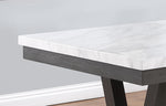 White Faux Marble Dining Set with Button Tufted Seating, Gray & Beige Upholstery (D185 & D186) by Quality Living Furniture