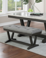 Transitional Dining Bench with Button Tufted Seating, Gray & Beige Upholstery (D185 & D186) by Quality Living Furniture