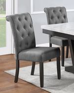 Transitional Dining Chairs Set with Button Tufted Seat Back, Gray & Beige Upholstery (D185 & D186) by Quality Living Furniture