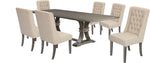 104-Inch Modern Traditional Rustic Gray Dining Set with Tufted Beige Linen Chairs (D25) by Quality Living Furniture