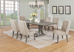 104-Inch Modern Traditional Rustic Gray Dining Set with Tufted Beige Linen Chairs (D25) by Quality Living Furniture
