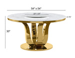 Round White Marble Dining Table with Lazy Susan and Gold Steel Base (D325) by Quality Living Furniture
