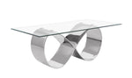 78-Inch Modern Glass-Top Dining Table with Infinity Steel Base, Silver or Gold (D406-9) by Quality Living Furniture